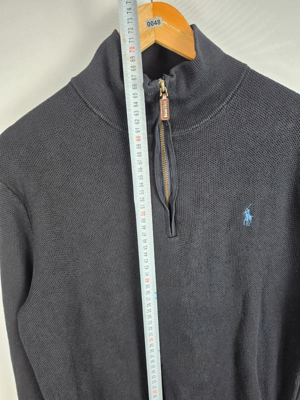 Polo Ralph Lauren Black Pima Cotton Quarter-Zip Jumper – Size S