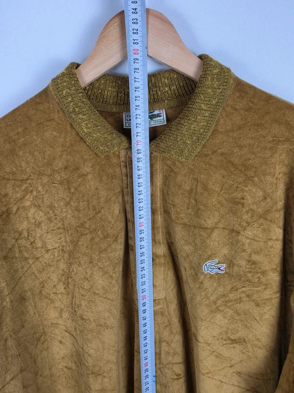 Chemise Lacoste Mustard Velour Long-Sleeve Polo – Size XL