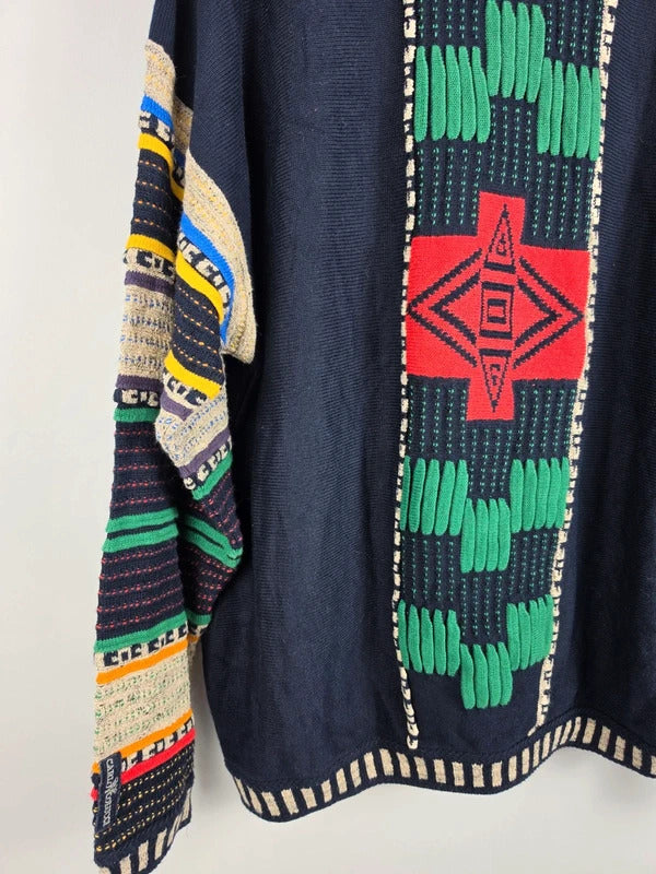 Carlo Colucci 90s 3D Knit Jumper Multicolor Coogi Style Size 54 XL