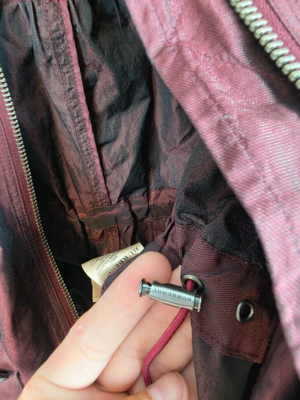 Burberry Brit Metallic Iridescent Parka Jacket Burgundy Womens Size XS