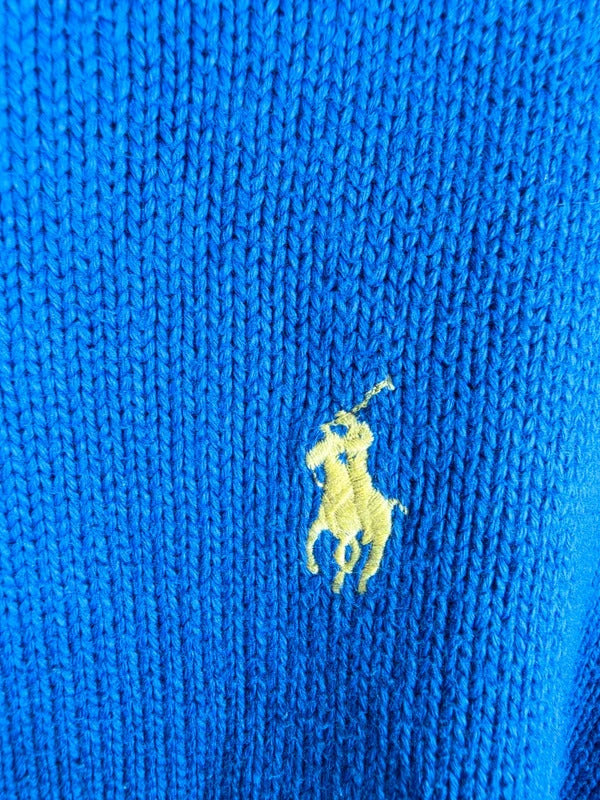 Polo Ralph Lauren Blue Knit Quarter-Zip Jumper – Size L