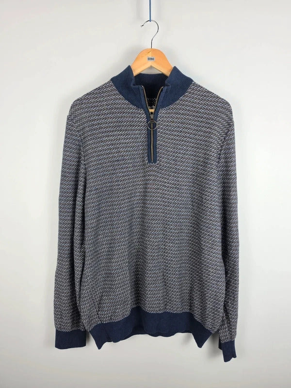 Barbour Jacquard 1/4 Zip Knit Jumper – Size L
