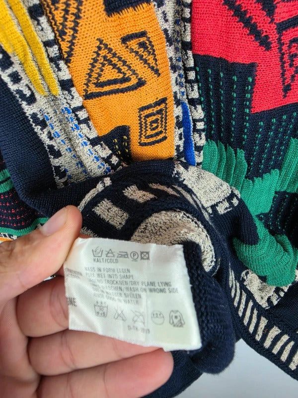 Carlo Colucci 90s 3D Knit Jumper Multicolor Coogi Style Size 54 XL
