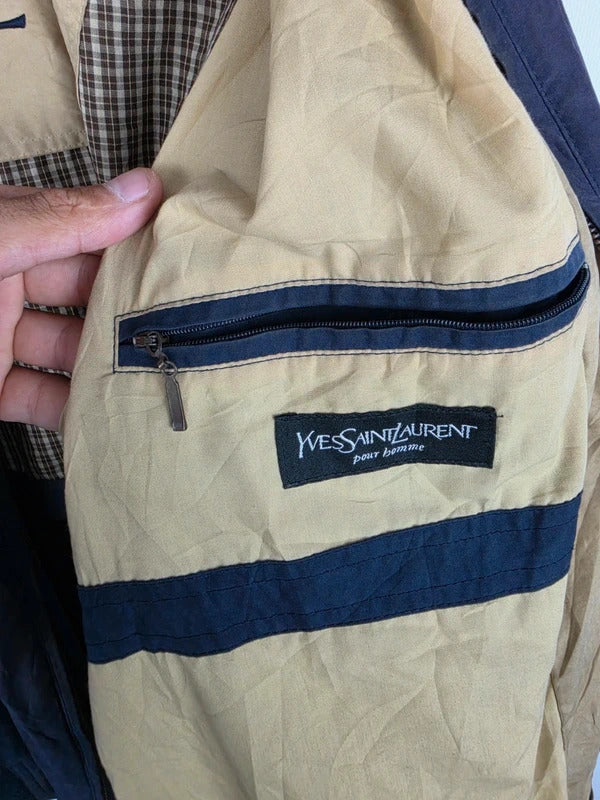 Vintage YSL Pour Homme Navy Harrington Jacket – Size L