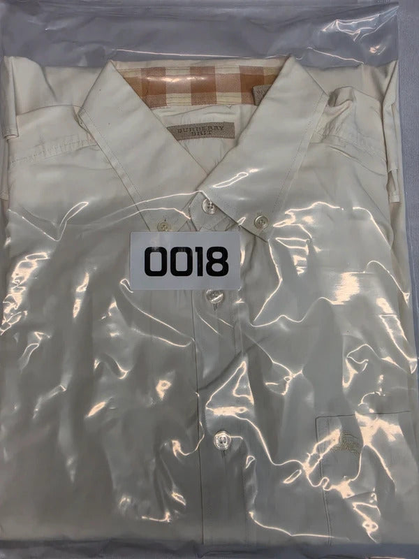 Burberry Brit Off-White Long Sleeve Shirt Nova Check Trim Cuffs - XL