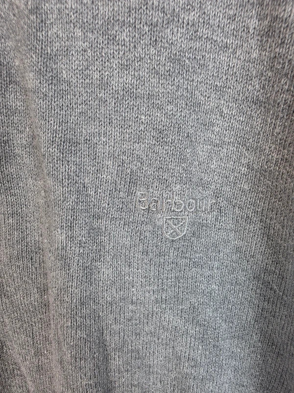 Barbour 100% Cotton 1/4 Zip Jumper Grey Melange - Size XL