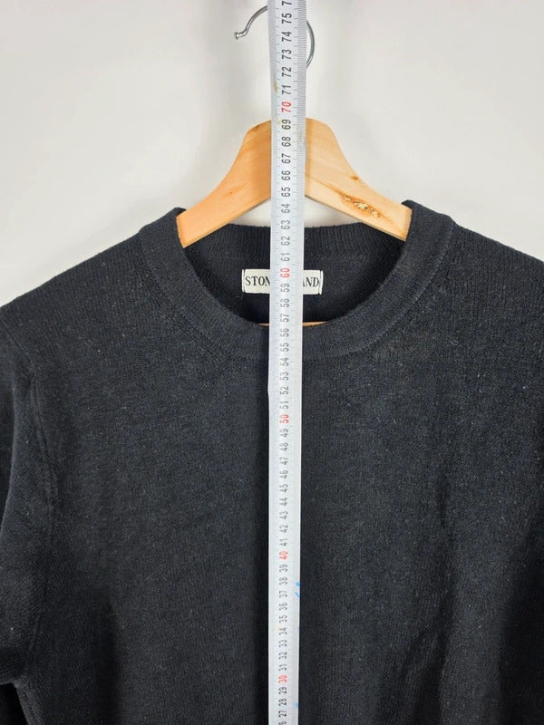 Stone Island Vintage AW07 Wool Crewneck Sweater Black Mens Size L