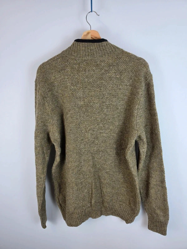 Pendleton Washable Shetland Wool Half Zip Knit Jumper - Large