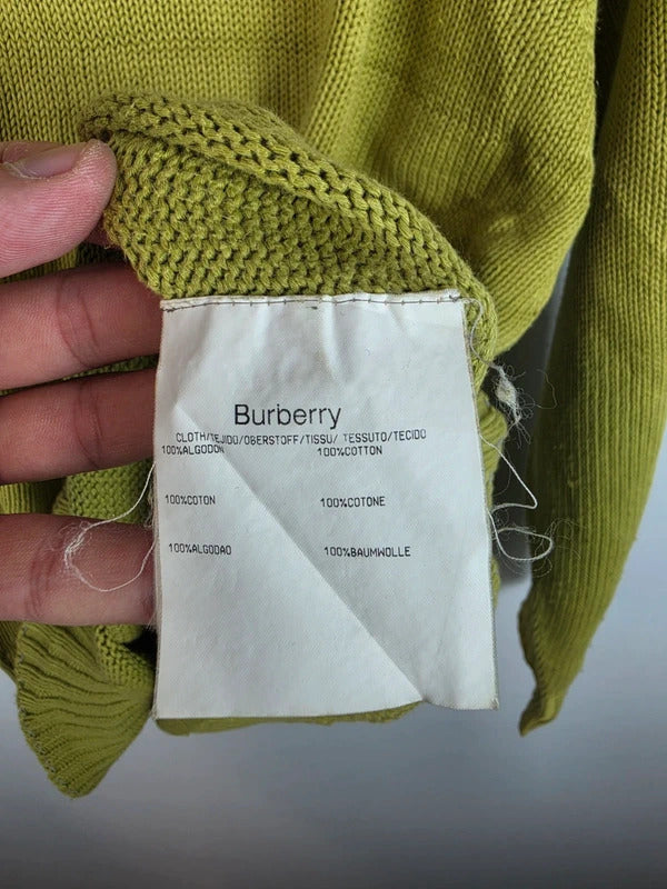Burberry London Half Zip Cotton Lime Green Knit Pullover Size 5