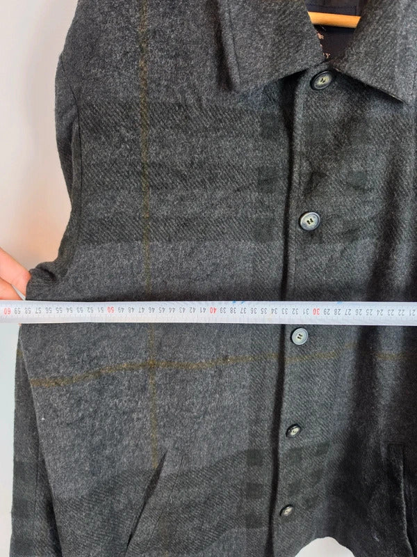 Burberry London Vintage Wool Jacket Grey Shadow Nova Check Size 8 - Large