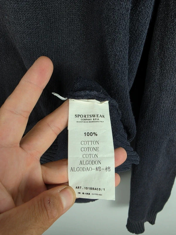 Stone Island Vintage Navy Fine Knit Crew Neck Jumper – Size XL