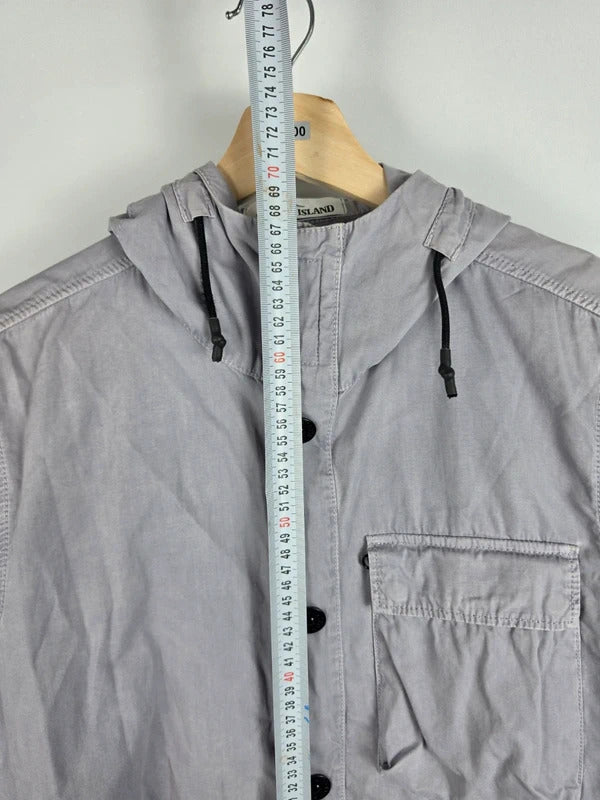 Stone Island SS18 Old Effect Hooded Canvas Overshirt, Grey – Size S