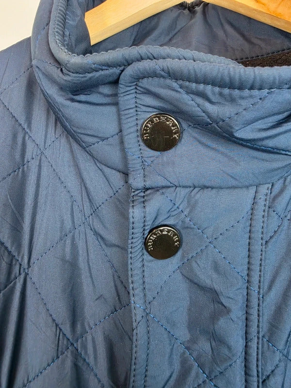 Vintage Burberry Quilted Jacket Men's Navy Fleece Lined Coat - Size M
