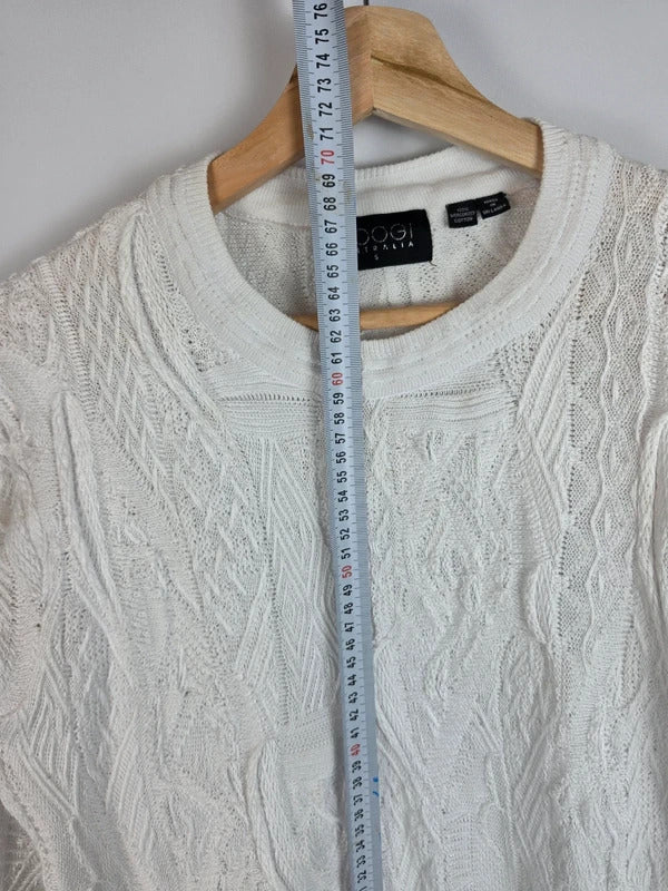 Vintage Coogi Australia Textured 3D Knit Jumper White - Size S