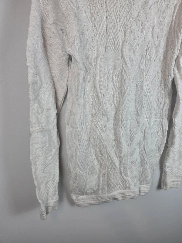 Vintage Coogi Australia Textured 3D Knit Jumper White - Size S