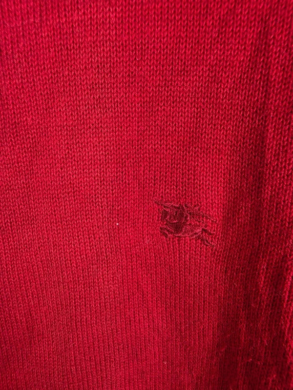 Burberry London Red Cotton Full-Zip Knit Cardigan – Size 6 ( L )