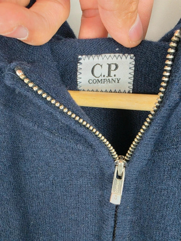 C.P. Company Navy Wool Knit Full-Zip Hoodie – Size 52 (L)