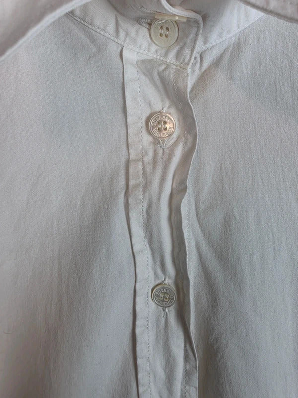 Burberry White Long Sleeve Embroidered Cuffs Shirt UK10