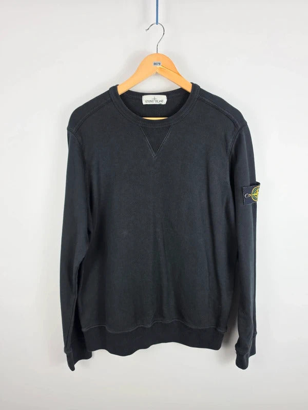 Stone Island Black Crewneck Sweatshirt Size L Classic Badge SS18