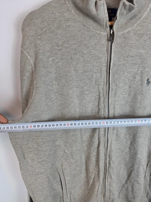 Polo Ralph Lauren Grey Pima Cotton Full Zip Knit Jacket Size L