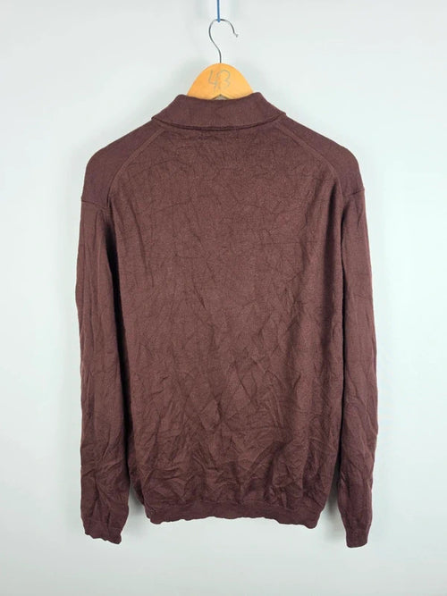 Burberry London Brown Merino Wool Quarter-Zip Jumper – Size 6 (fits L)