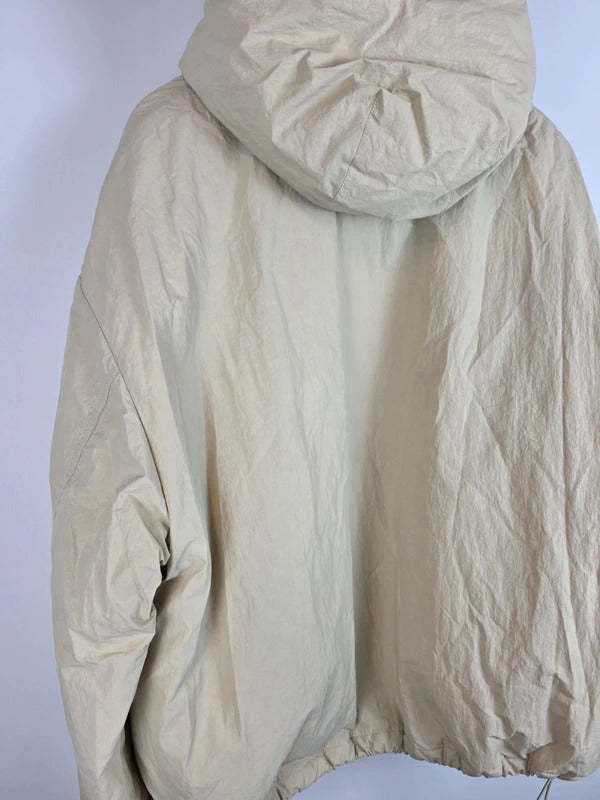 Represent Oversized Padded Nylon Anorak Hoodie Jacket Cream Beige L