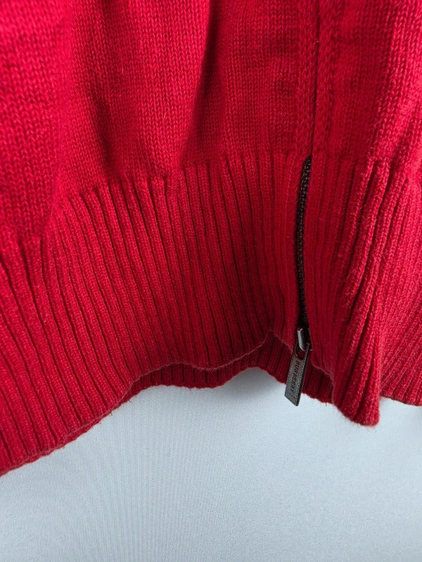 Burberry London Full-Zip Cotton Knit Cardigan Red – Size 7 ( L )