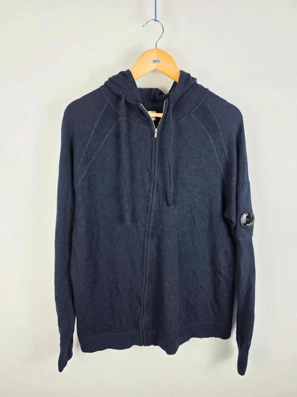 C.P. Company Navy Wool Knit Full-Zip Hoodie – Size 52 (L)