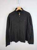 Polo Ralph Lauren Black Quarter Zip Jumper Red Logo - Large