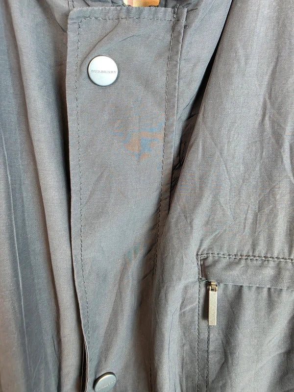 Burberry London Charcoal Black Field Jacket Coat Nova Check - Men's 54