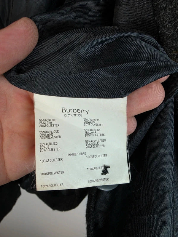 Burberry London Vintage Wool Jacket Grey Shadow Nova Check Size 8 - Large