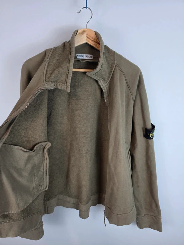 Stone Island SS2007 Heavy Cotton Fleece Jacket Olive Green Size M