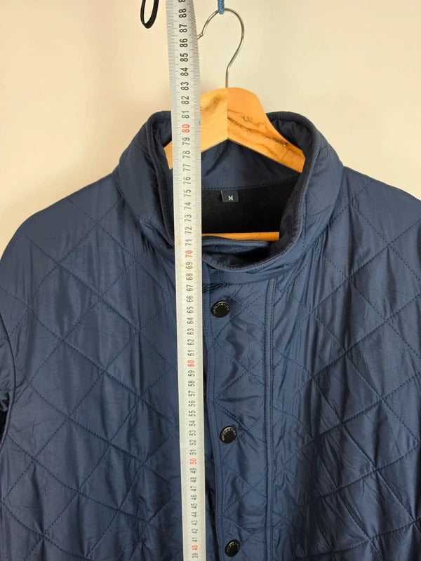 Vintage Burberry Quilted Jacket Men's Navy Fleece Lined Coat - Size M