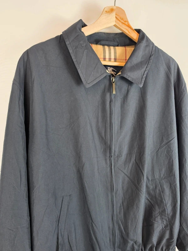 Burberry London Navy Harrington Jacket Nova Check Lined Size 52 Large