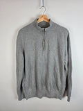 Barbour 100% Cotton 1/4 Zip Jumper Grey Melange - Size XL