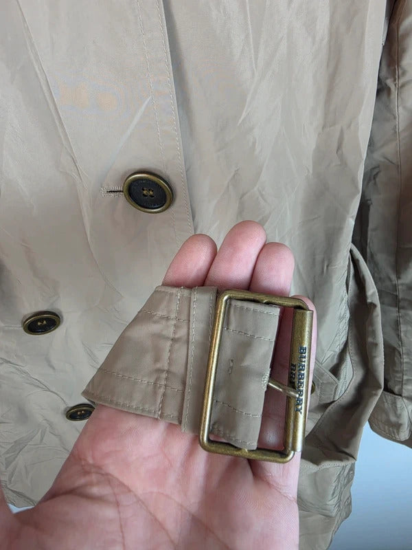 Burberry Brit Beige Hooded Trench Coat Nova Check Lining - UK 8