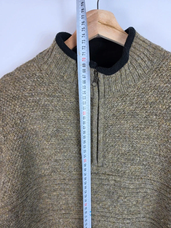 Pendleton Washable Shetland Wool Half Zip Knit Jumper - Large