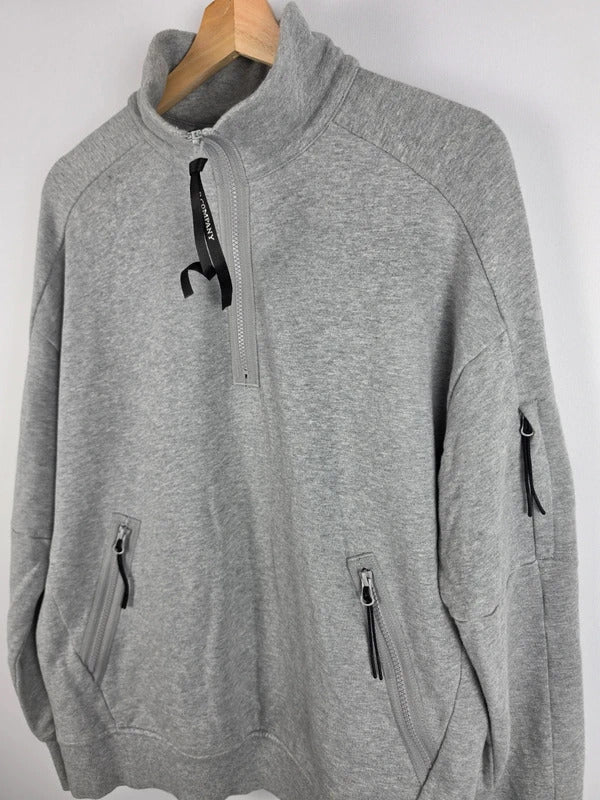 C.P. Company Grey Half-Zip Lens Sleeve Jumper – Size M