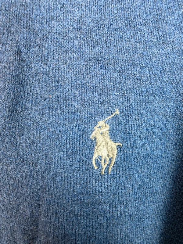 Polo Ralph Lauren Blue Quarter Zip Jumper Pony Logo - Large