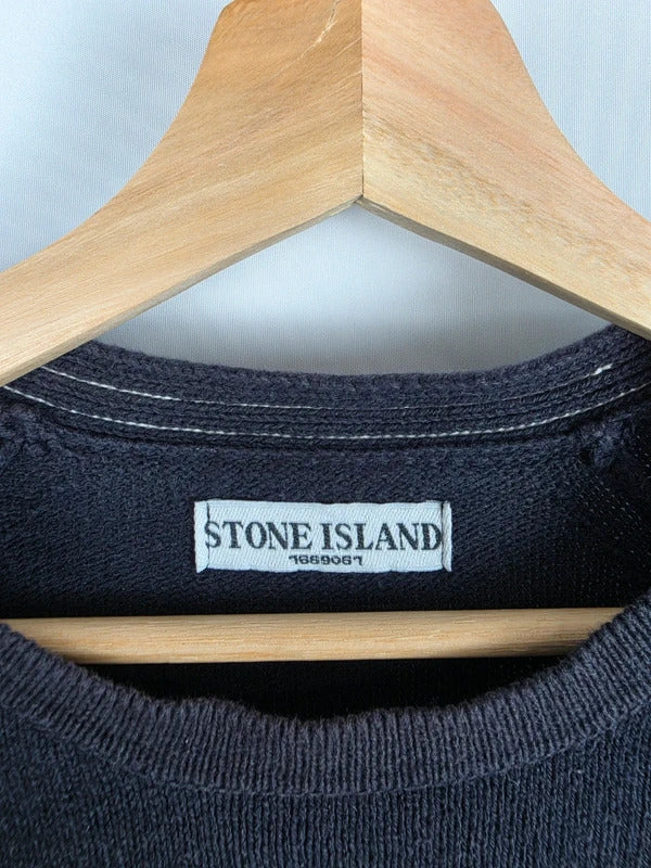 Stone Island Vintage Navy Fine Knit Crew Neck Jumper – Size XL