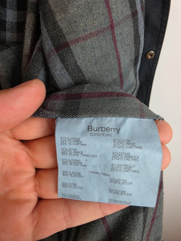 Vintage Burberry London Coated Cotton Bodywarmer Gilet Vest Navy Blue - Size 56 / XL