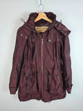 Burberry Brit Metallic Iridescent Parka Jacket Burgundy Womens Size XS