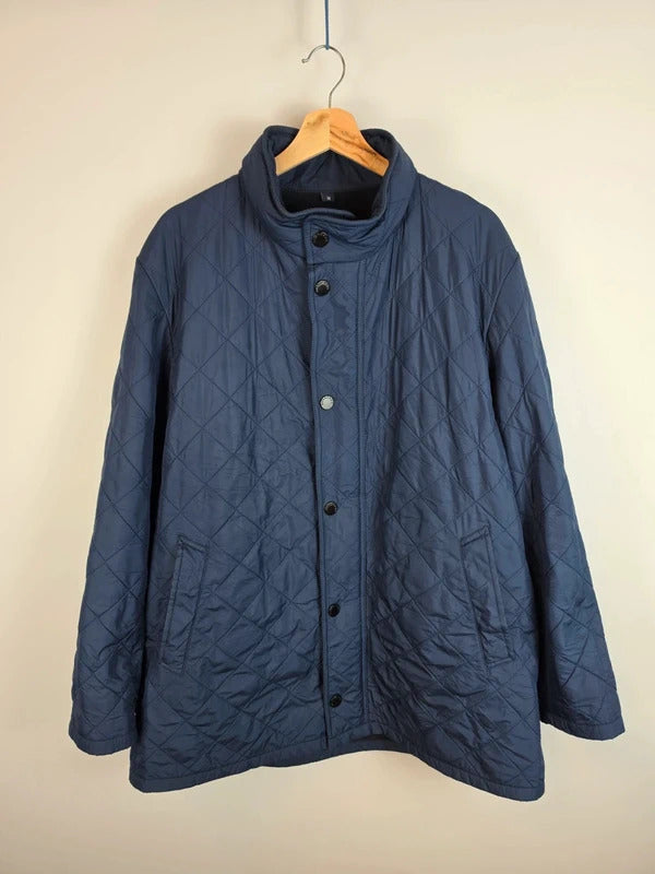 Vintage Burberry Quilted Jacket Men's Navy Fleece Lined Coat - Size M