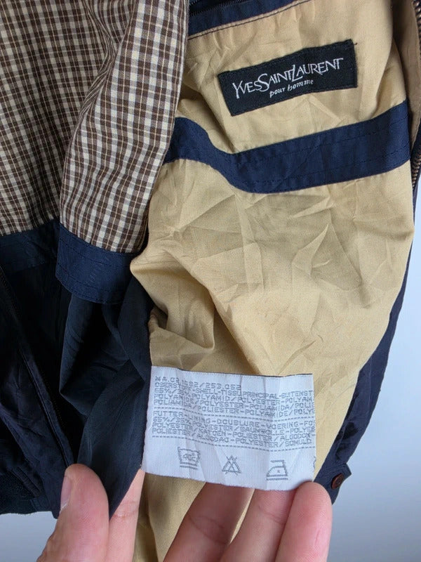 Vintage YSL Pour Homme Navy Harrington Jacket – Size L