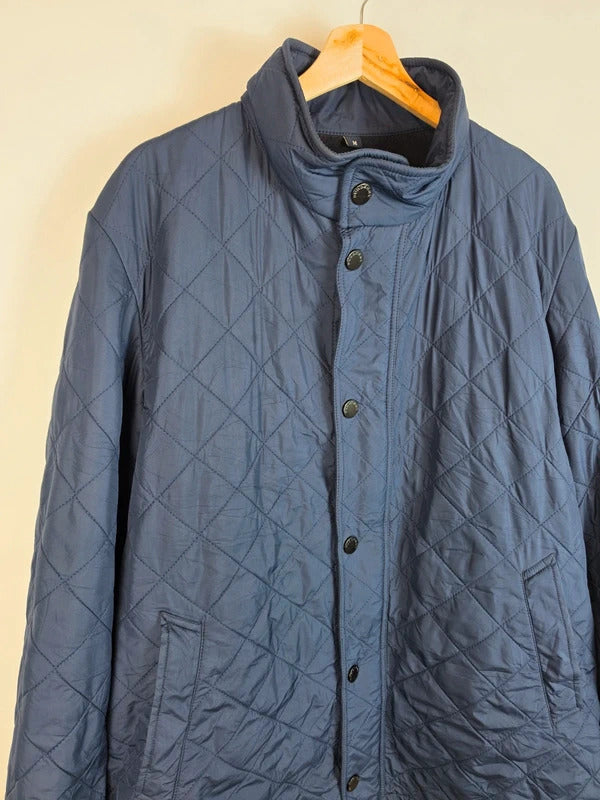 Vintage Burberry Quilted Jacket Men's Navy Fleece Lined Coat - Size M