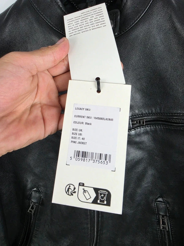 Belstaff Pine Black Lambskin Racer Jacket – UK 8 / IT 40