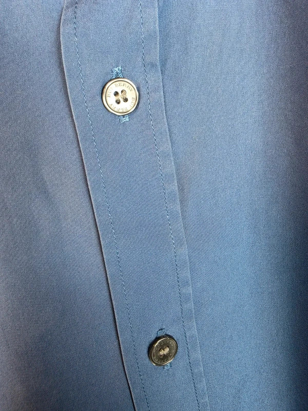 Burberry Brit Blue Long Sleeve Shirt, Check Collar & Cuff Detail - Size L