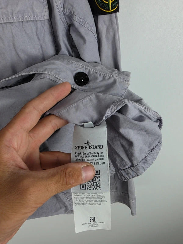 Stone Island SS18 Old Effect Hooded Canvas Overshirt, Grey – Size S