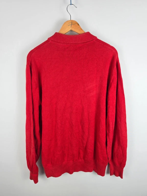 Burberry London Full-Zip Cotton Knit Cardigan Red – Size 7 ( L )