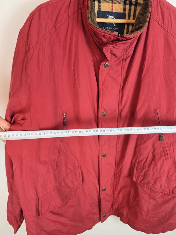 Vintage Burberry London Nova Check Lined Field Jacket Red Size XL